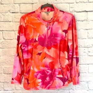 T BY TALBOTS 1/4 ZIP BRIGHT PULLOVER - LP